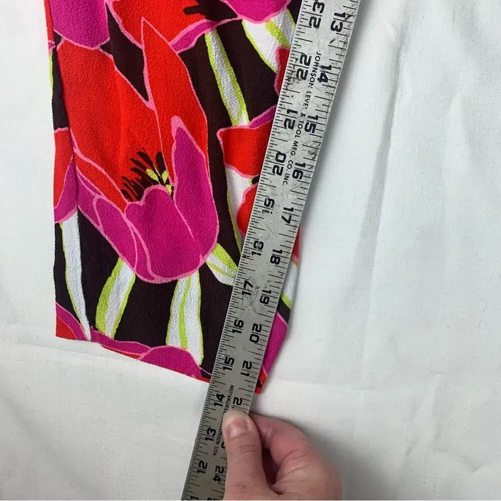 Kate Spade size 6 Red Pink Floral Pants tropical Hutton Rio de Janeiro farm